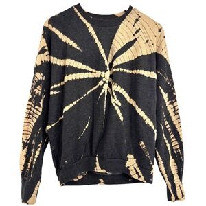 Sage Collective Women Tie Dye  Sunburst Sweatshirt Charcoal Grey Small gym yoga